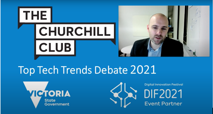 Dr Andrew Webb presenting online with Churchill Club 2021.